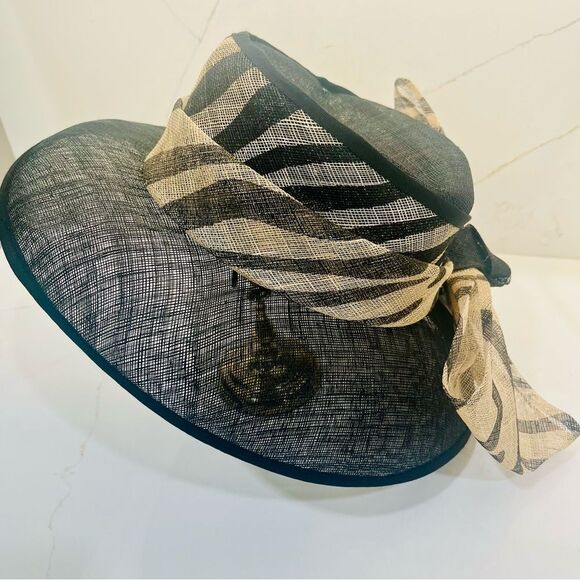 Elegant Straw Sinamay Dress Hat by Fine Millinery Collection by August NWOT
